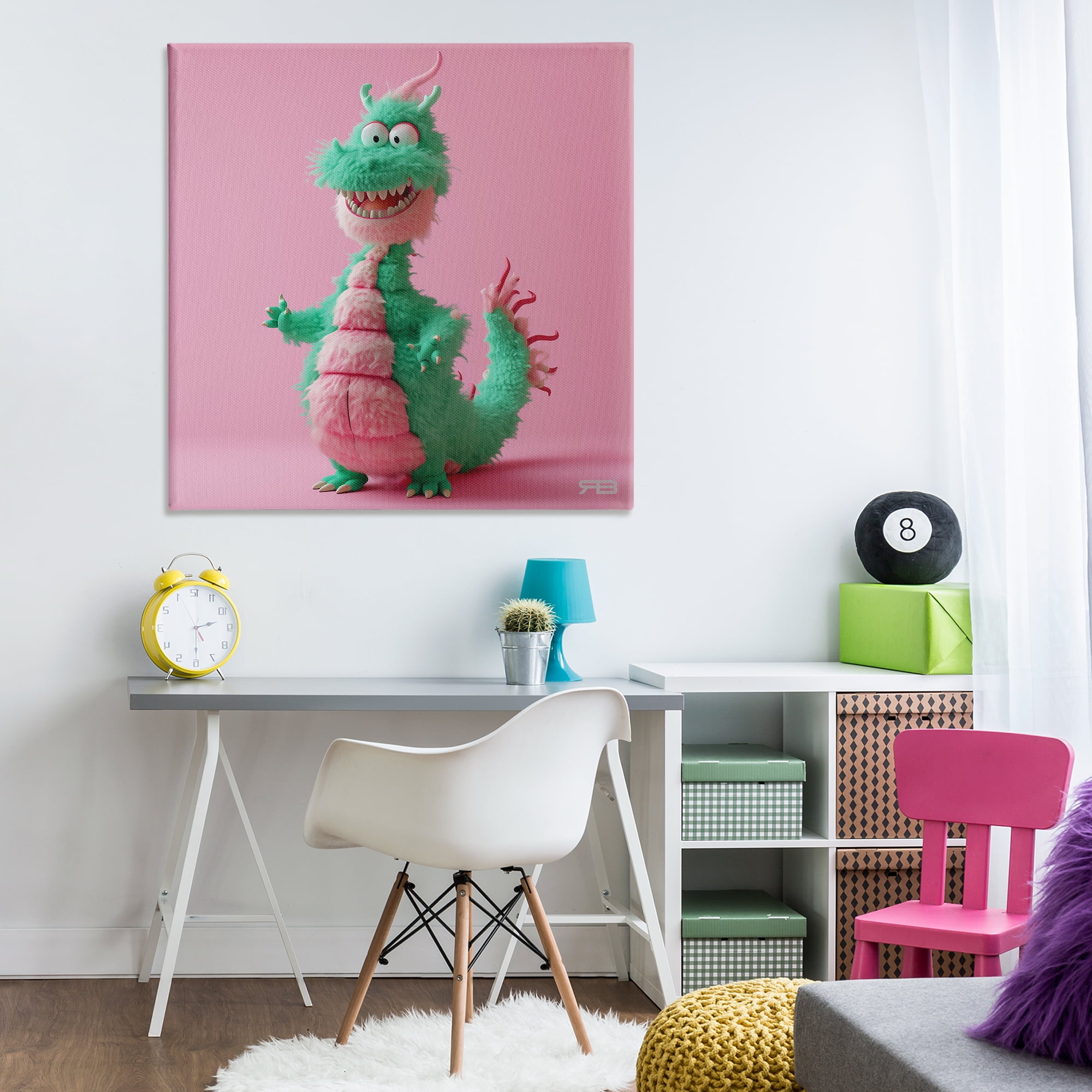 Stupell Industries Happy Green Dragon Fantasy & Sci-Fi Painting Wrapped Canvas Art Print Wall Art, 36 x 36