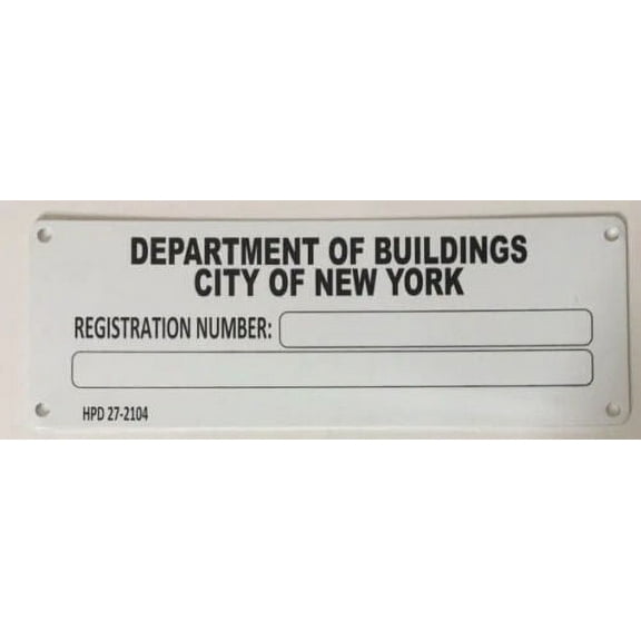 DOB SERIAL SIGN (3X8.5 WHITE BACKGROUND,ALUMINUM) -ref15822