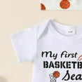 thumbnail image 6 of UAYOTSE My First Basketball Season Baby Boy Girl Outfit Letter Short Sleeve Romper Pants Hat Set Summer Clothes(12-18 Months,White), 6 of 9