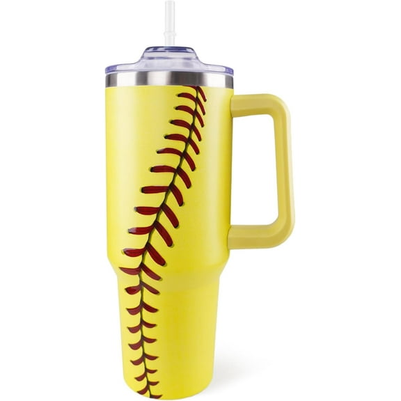 Softball Tumbler Softball Cup Softball Coach Gifts for Coaches Men Women Softball Fans Gift - 40oz Tumbler Cups with Handle