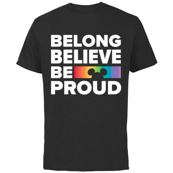 Disney Belong Believe Be Proud Pride - Short Sleeve Cotton T-Shirt for Adults - Customized-Red