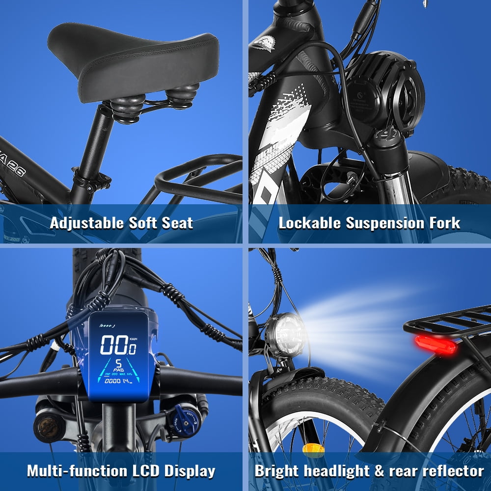 TUTTIO Adria26 Electric Mountain Bike for Adults Teen with Helmet, 5000W Men Off-Road Ebike, 26" Fat Tire Full Suspension Electric Bicycles, 7 Speed, 52V 30Ah Battery, Max 46Mph UL2849