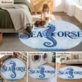thumbnail image 5 of Round Rug 6Ft Washable Non-Slip, Navy Blue Seahorse Circle Area Rugs for Living Room Bedroom, Summer Coastal Bubbles Ocean Waves Indoor Floor Mats Carpet Runner for Home Decor Aesthetic, 5 of 8