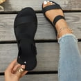 thumbnail image 5 of Elastic Ankle Strap Flat Sandals for Women Comfortable Elastic Strappy Sandals Round Toe Summer Slides for Walking Beach & Travel, 5 of 9