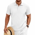 thumbnail image 2 of Men's Short Sleeve Jacquard Cable Knit Golf Shirt Business Casual Old Money Vintage Textured Top Classic Collar 3 Button Placket Regular Fit Summer Beach Soft Tops, 2 of 8