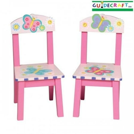 Guidecraft Butterfly Pink Kids Child Chairs (Set of 2)