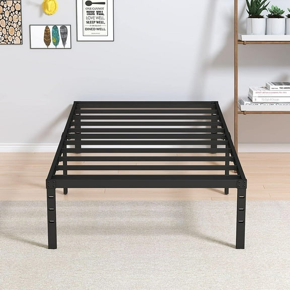 Maenize 14 inch Twin Bed Frames No Box Spring Needed, Heavy Duty Metal Twin Platform Bed Frame with Large Underbed Storage Space, Noise Free, Easy Assembly, Black