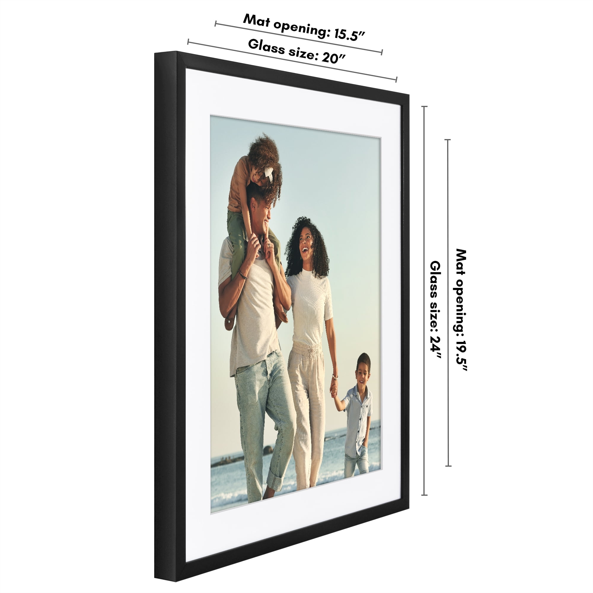 Americanflat 20x24 Picture Frame with Polished Plexiglass with 16x20 Mat Display Photo Soho Collection - Black