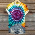 thumbnail image 3 of VBTAPA Womens Summer Tops Tie Dye Short Sleeve Round Neck T Shirts Casual Loose fit Blouses Limited Time Sales Multicolor S, 3 of 5