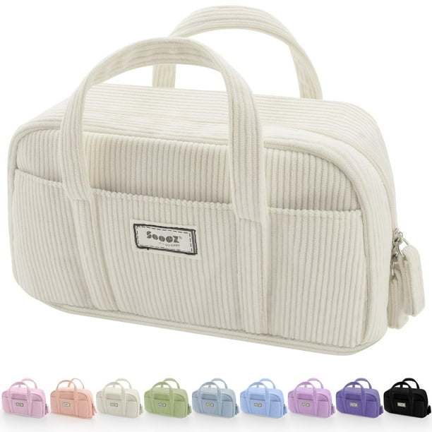 Estuche para lápices Sooez, tamaño grande, pana beige, para niñas adolescentes