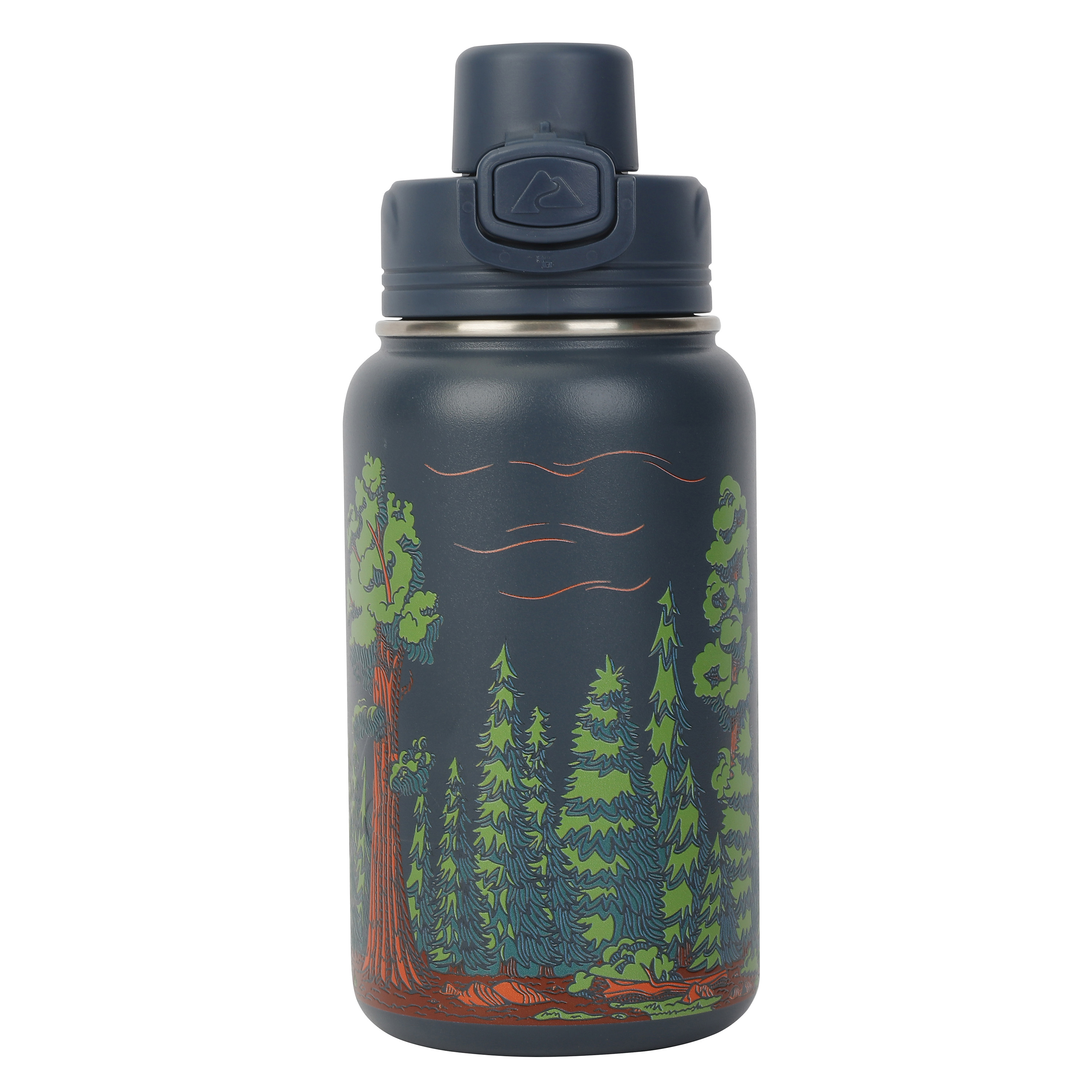 Botella de agua aislada de acero inoxidable de 18 oz con tapa de presión, bosque antiguo 8