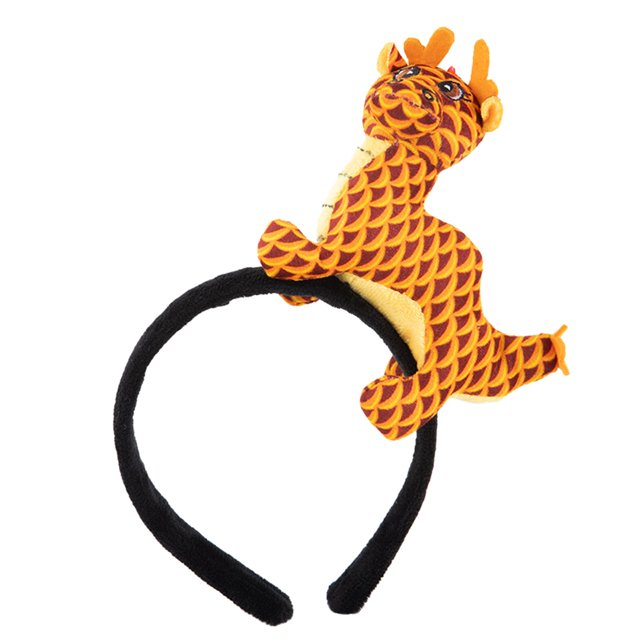 Figura de dragón de peluche, diadema para muñeca, aro para el pelo, diadema Adorable novedosa para accesorios de fotografía, suministros para fiestas, Oro
