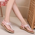 thumbnail image 5 of Ruyang Women's Flat Sandals, Comfortable Boho Beaded Dressy Summer Flat Casual Ankle Strap Elastic Slip on Beach Sandal, 5 of 6