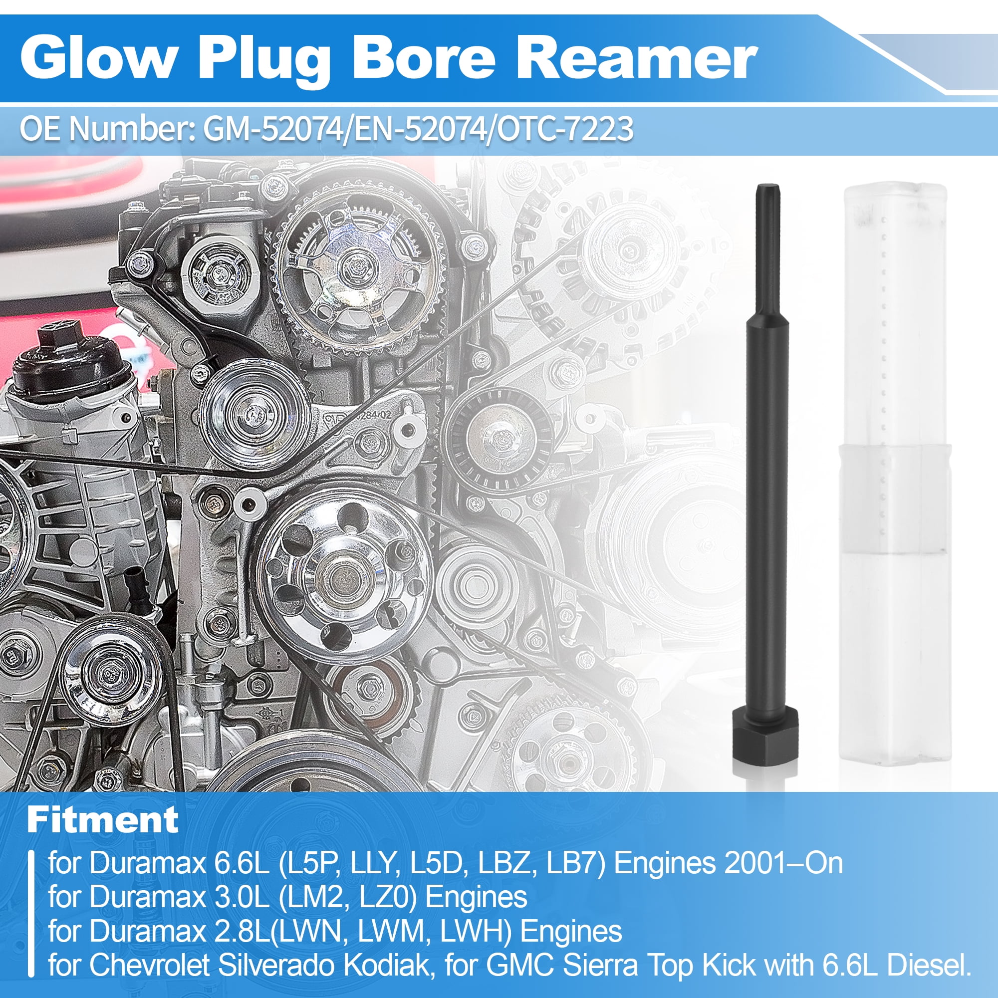 Unique Bargains GM52074 Glow Plug Reamer for Duramax 6.6L 3.0L Diesel Engines