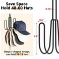 thumbnail image 4 of Yooshoverk 2-Tier Hat Organizer Rack - Heavy Duty Stainless Steel Closet Storage for 40-60 Caps, Space Saving Foldable Design with 10lb/Hook Weight Capacity for Living Room & Bedroom, 4 of 7