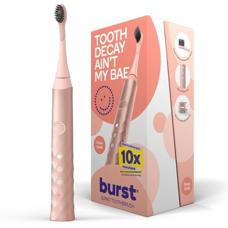 Burst Sonic Electric Toothbrush for Adults  3 Modes  Soft Bristles  Rose Gold