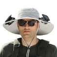 thumbnail image 3 of HBASD Men Women Wide Brim Sun Hats with 2 Solar Fan, Waterproof Solar Fan Bucket Hat Outdoor Fishing Hat for Hiking Camping (C), 3 of 10