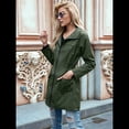 thumbnail image 4 of Chaqueta Impermeable Ligera para Mujer, con Capucha, Mangas Largas y Cremallera, para Actividades Al Aire Libre Verde Oscuro XXL, 4 of 9