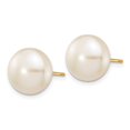 thumbnail image 2 of 14k 10-11mm White Button Freshwater Cultured Pearl Stud Post Earrings in 14k Yellow Gold, 2 of 3