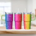 thumbnail image 2 of Reusable 20oz Geometric Texture Coffee Tumbler with Handle, Stainless Steel Double Wall Travel Mug Leak Proof Design, 2 of 5