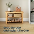 thumbnail image 3 of LEDREM 3-Tier Bamboo Shoe Bench Organizer, Multi-Functional Entryway Storage with Seat, 286lb Capacity, Quick Assembly, Natural, 3 of 6