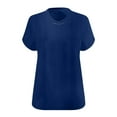 thumbnail image 3 of IROINNID Women's Plus Size V-Neck Short Sleeve Sports T-Shirt Summer Solid Base Tops Breathable Loose Fits Workout Tees(Blue,L), 3 of 3
