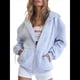 thumbnail image 1 of Sudaderas con Capucha y Cremallera para Mujer, Sudaderas Extragrandes, Conjuntos de Moda Escolar para Otoño, Chaquetas Informales, Ropa de Invierno Gris L, 1 of 9