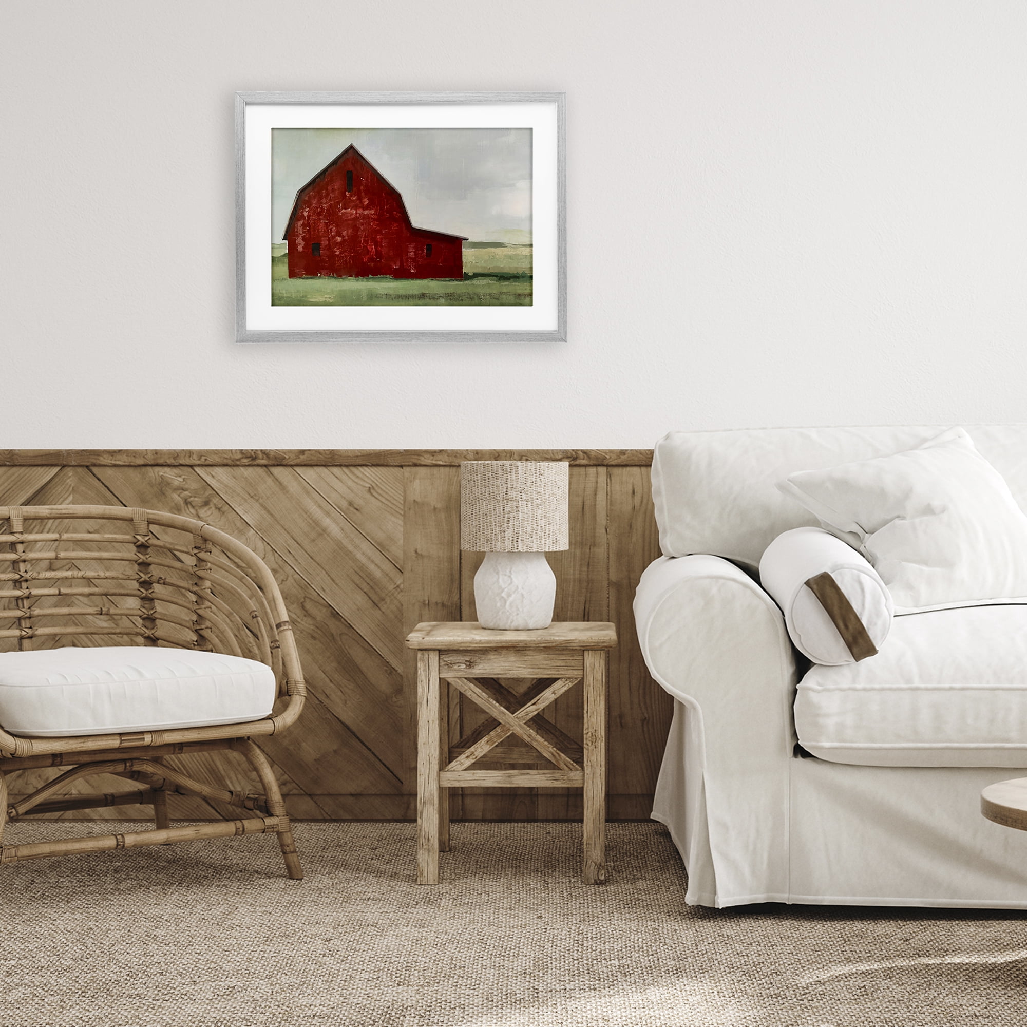 Stupell Industries Red Weathered & Wise Barn Gray Framed Print Under Glass, design by Max Maxx