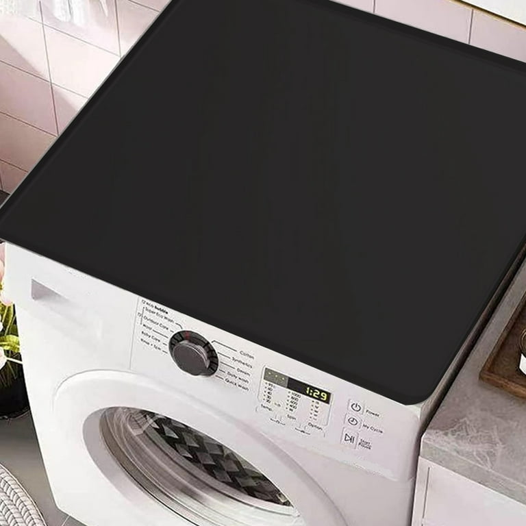 Waroomhouse Washing Machine Pad Countertop Mat Silicone Washing Machine Mat Heat Resistant Anti-Slip Durable Kitchen Protector, Black