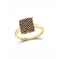 thumbnail image 1 of FB Jewels 10kt Yellow Gold Womens Round Brown Diamond Rectangle Cluster Ring 1/2 Cttw, 1 of 1
