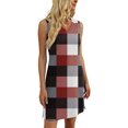 thumbnail image 5 of CIENVNSTG Womens Summer Plaid Printed Sleeveless V-Neck Beach Cover up Dresses Casual Loose Resort Wear Sundresses Tank Dress Swimsuit Coverup Coffee XL, 5 of 5