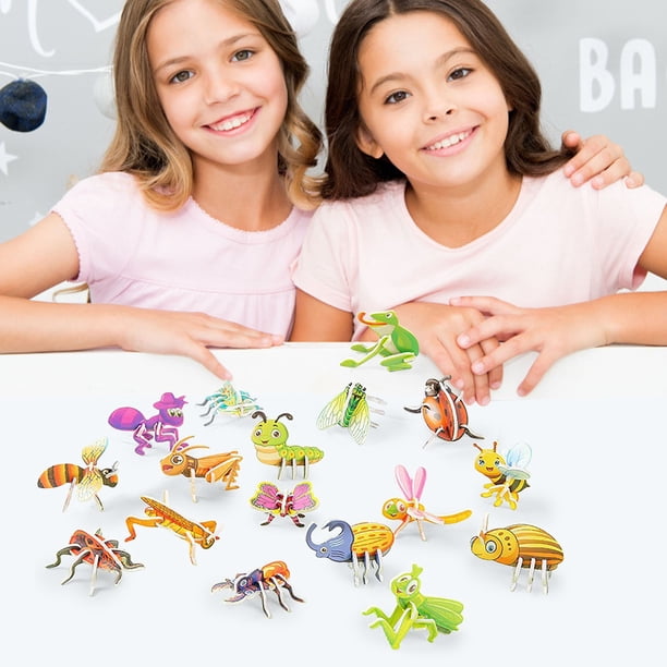 Puntoco Rompecabezas tridimensional para niños, rompecabezas de insectos, juguete de insectos para educación temprana, rompecabezas de papel para jardín de infantes, 30 piezas