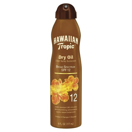 Deep Tanning Dry Oil - Hawaiian Tropic Dry Oil Clear Spray Sunscreen SPF 12 - 6 Ounces