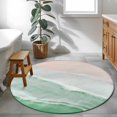 thumbnail image 3 of Round Rugs 3Ft, Green Coastal Wave Round Area Rug Washable Indoor Throw Carpet, Summer Modern Ocean Beach Small Non Slip Circle Rug for Bedroom Living Room Home Decor Aesthetic, 3 of 8