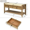 thumbnail image 6 of Wooden Entryway Shoes Bench Vintage Shoes Storage Organizer with Cushion and Drawers, 6 of 6