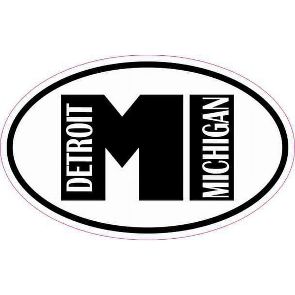 4in x 2.5in Oval MI Detroit Michigan Vinyl Sticker