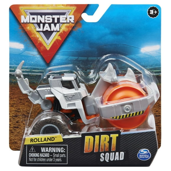 Monster Jam, Official Rolland Dirt Squad Steamroller Monster Truck with Moving Parts, 1:64 Scale Die-Cast Vehicle