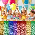 thumbnail image 3 of Sylvtty 1Pc/2Pcs Rainbow Wavy Table Skirt Metallic Tinsel Foil Fringe Streamers for Birthday Wedding Fiesta Party Decoration, 3 of 7