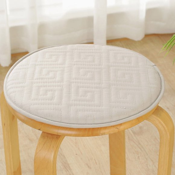 Nvzi Round Bar Stool Cushions,Non-Slip Seat Pad with Ties,Cotton Linen Stool Cover Breathable Chair Pad Cushion for Office Student Dining Chairs Beige Beige A 45x45cm(18x18inch)