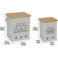 thumbnail image 6 of Pethiy Potato Onion Storage Bin, Kitchen Vegetable Storage Tins Set of 2 For Potatoes, Onion, with Wooden Lid Garlic Bin Caddy, Long Shelf Life-White, 6 of 6