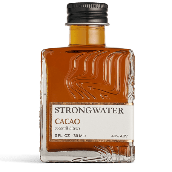 Strongwater Cacao Bitters (40 Servings) - Chocolate Bitters for Cocktails, Made with Roasted Cacao Nibs, Cherry Bark, Vanilla, & Almond - Pair with Bourbon, Vodka, Champagne, Coffee - 3oz, 1 Pack