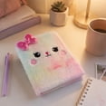 thumbnail image 5 of Lksixu Cartoon Plush Pocket Notebook, 4.3"x5.7" Cute Fuzzy Cat Design Notepads with Sequined Bow, 160 Pages Lined Journal Notebooks, Portable Small Memo Diary for Travel Office Writing Drawing, 5 of 6