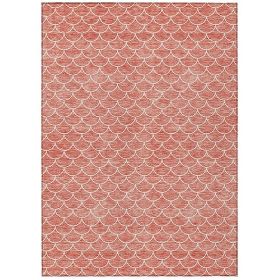 HomeRoots 596205 9 x 12 ft. Salmon & Ivory Geometric Washable Indoor & Outdoor Rectangle Area Rug