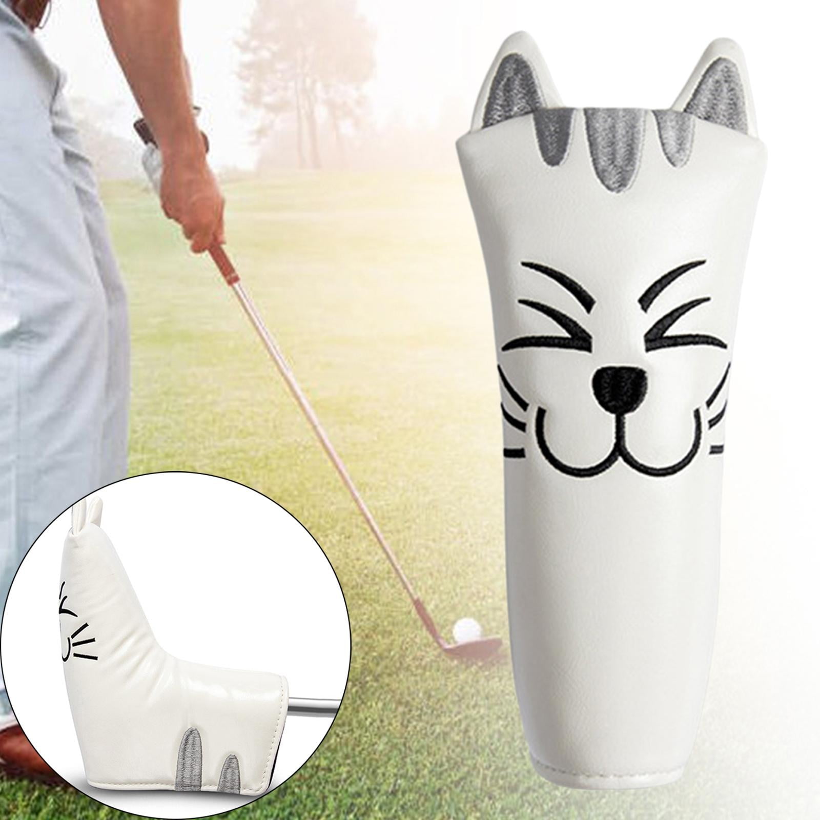 harayaa Golf Club Head Covers Mallet Putter Cat Pattern Accessories Putter Cue Headcover Straight White