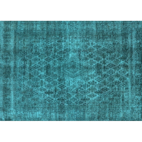 Ahgly Company Indoor Rectangle Oriental Light Blue Industrial Area Rugs, 6' x 9'