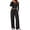 Black, variant on Women's 2 Piece Knit Lounge Set Long Sleeve Crop Top and High Waisted Wide Leg Pants Outfits Set,Gray L