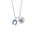 thumbnail image 2 of Delight Jewelry Silvertone Blue Crystal Horseshoe Silvertone Script Initial Disc - C - Charm Necklace, 20"+3", 2 of 4