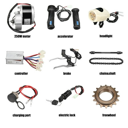 24V 250W Electric Bicycle E-Bike Conversion Kit Motor Controller Fit For 22-28''(Without battery and (Best Electric Bike Kit 2019)