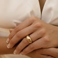 thumbnail image 2 of ORUYROP Chunky Rings for Women, 18K Gold Plated Simple Domed Statement Rings Stackable Thick Band Silver/Gold Plated Ring Minimalist Signet Ring, Size 5 to 9, 2 of 7