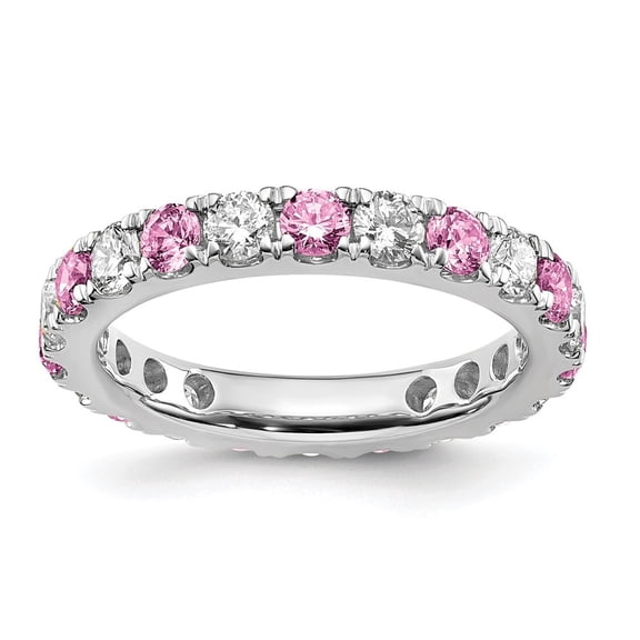Auriga Fine Jewelry 14K White Gold Lab Grown Diamond VS/SI GH & Cr Pink Sapphire Eternity Band for Women Size 4.5